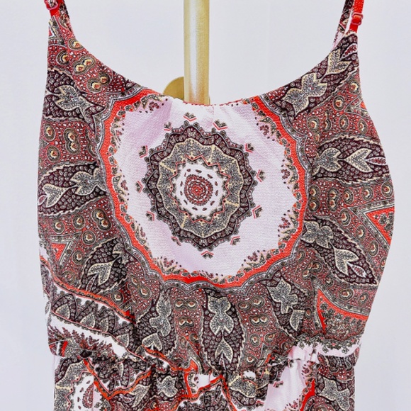 Special boho pattern hot orange colour straps Maxi dress - Picture 2 of 5